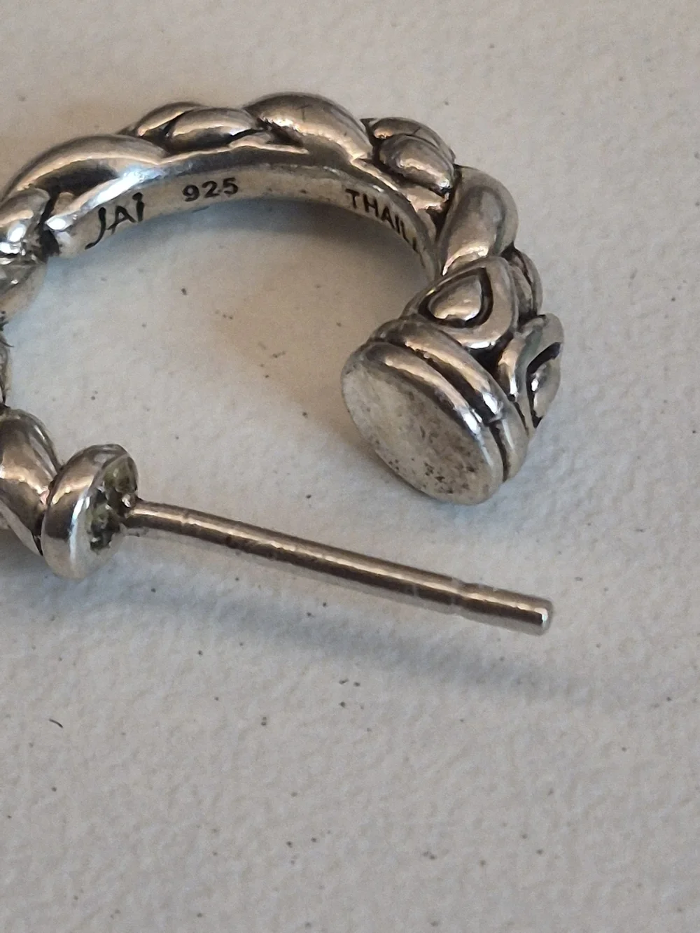 John Hardy JAI Sterling Silver Braided Hoop Huggie Hoop Single Earring